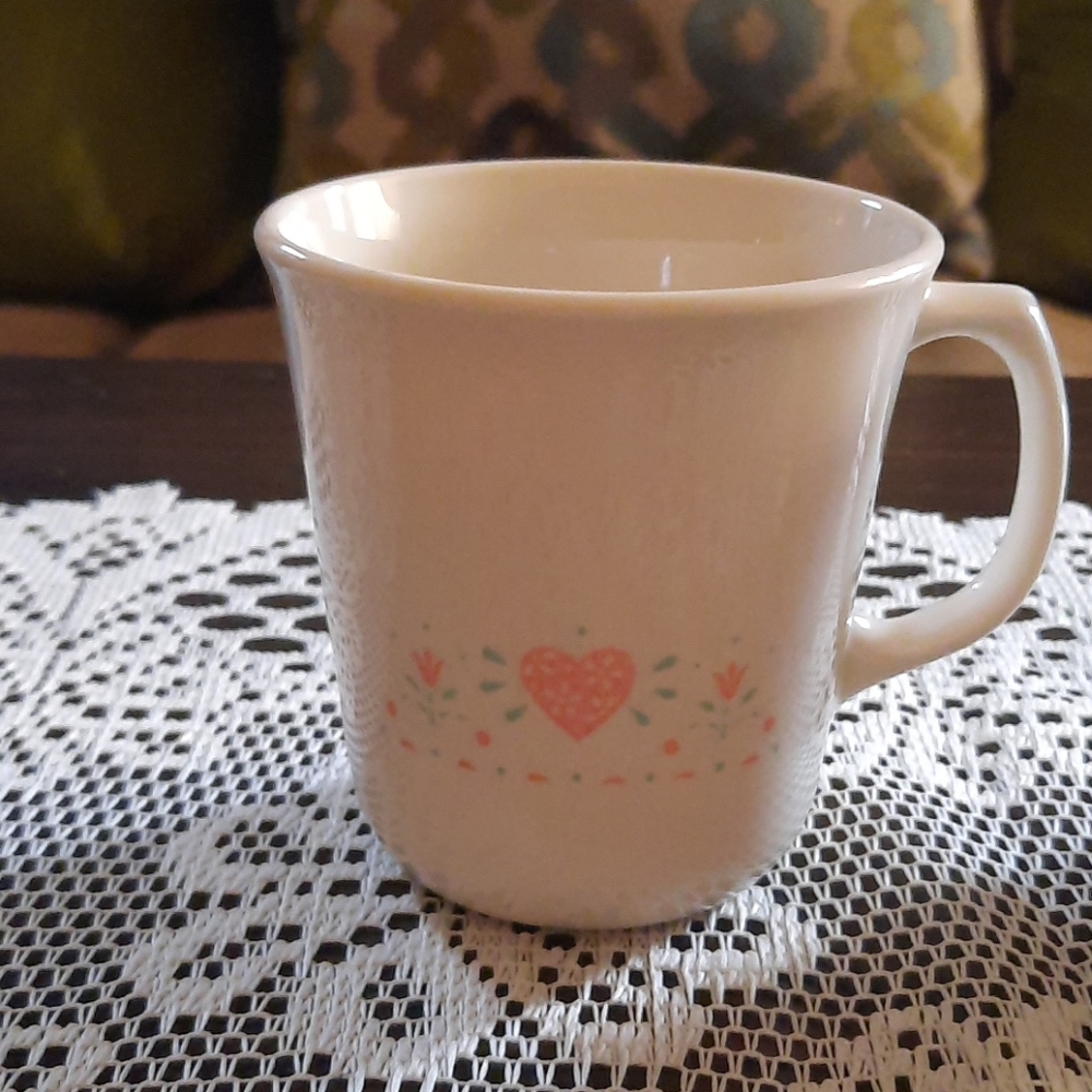Vintage Corning Ware coffee cups Heart Pattern